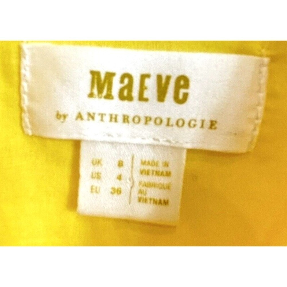 Maeve By Anthropologie Blouse Women 4 Yellow Pineapple Embroidered Cotton Voile - Picture 8 of 10